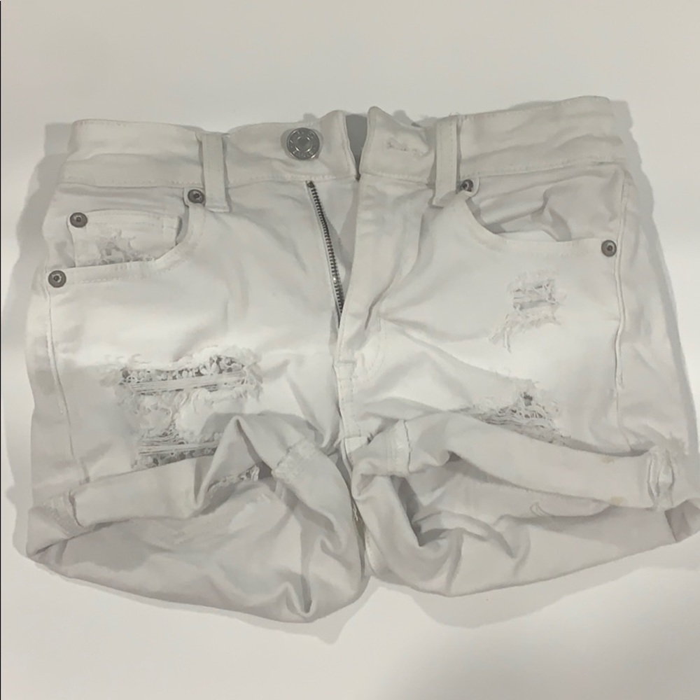 American Eagle White High Rise Shorts with Rips